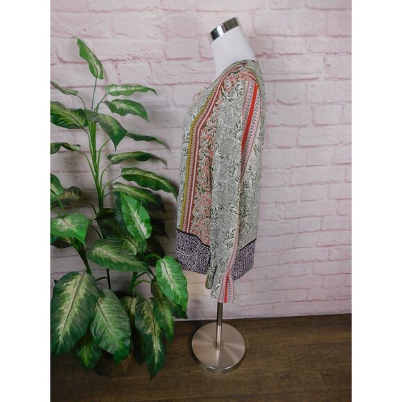 DR2 Boho Peasant Blouse Vintage Style Crochet Floral Print Top M - Picture 5 of 12